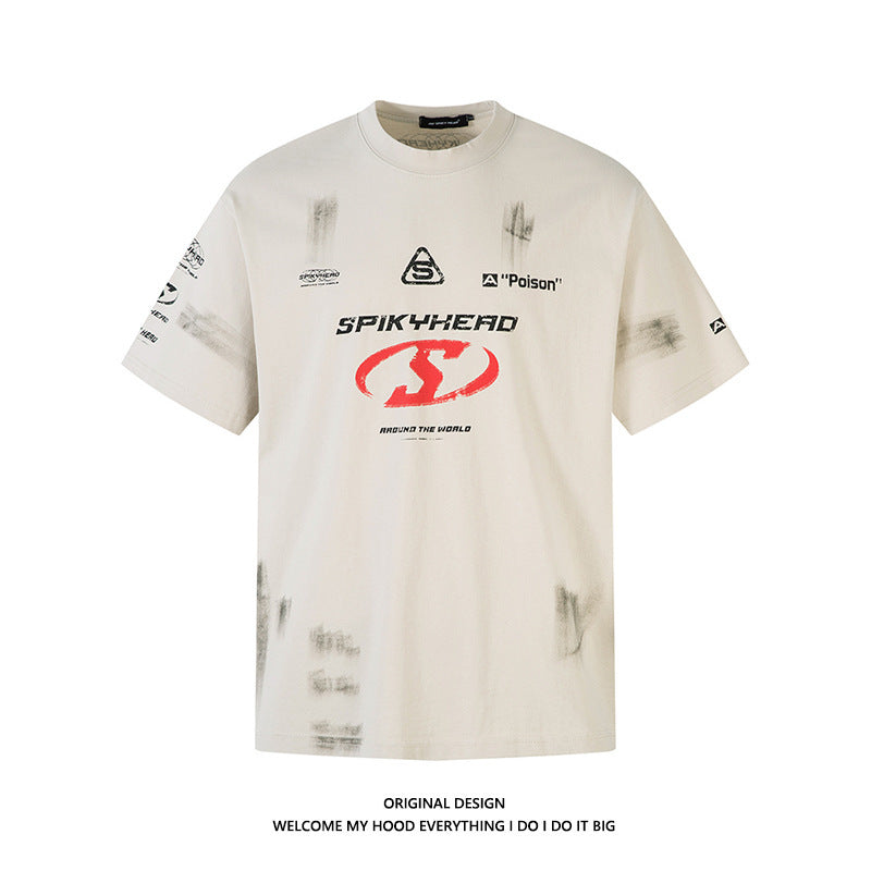 Niche Washing Brush Dirty Distressed Printed Top