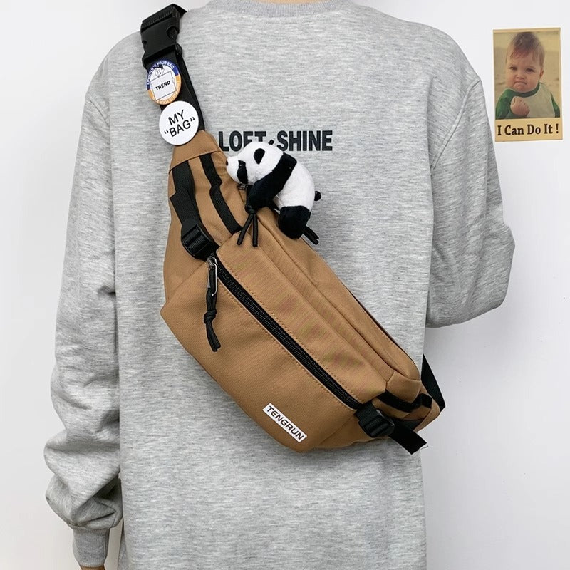 Trendy Chest Bag for Men One Shoulder Waist Pack Oxford Cloth Durable Sport Crossbody Bag