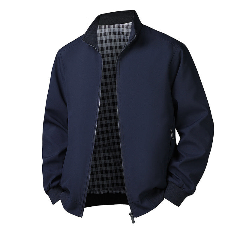 Plus Size Men's Spring Long Sleeve Stand-up Collar Jacket