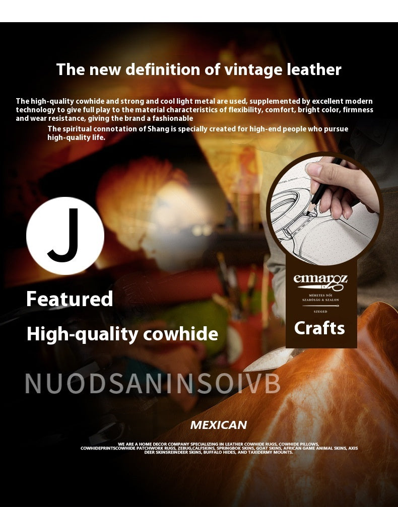 Genuine Leather Cowhide Retro Mens Messenger Bag Casual Everyday Travel with Single Shoulder Strap