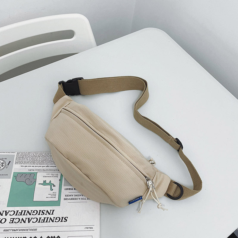 New Pure Color Outdoor Pocket Shoulder Bag Nylon Open Pocket With Contrast Color Accents