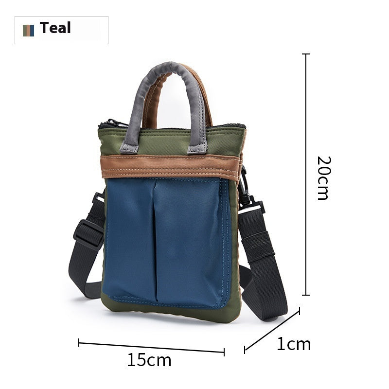 Blue Green Crossbody Messenger Bag For Men Lightweight Cycling Sports Bag With Polyester Lining 15x20 Cm