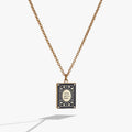 Gold book club locket pendant with open-book design on a chain