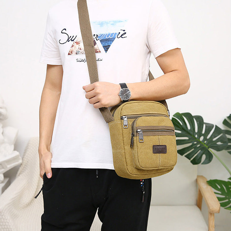 Canvas Retro Mens Messenger Bag With Adjustable Strap Solid Color Casual Satchel Black Army Green Coffee Khaki