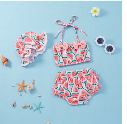 Girls' Bow Halter Lace-up Suit