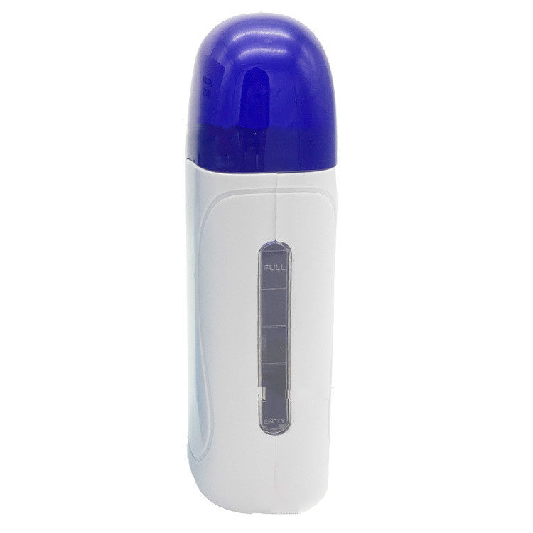 Blue and white portable wax machine with thermometer-style temperature window
