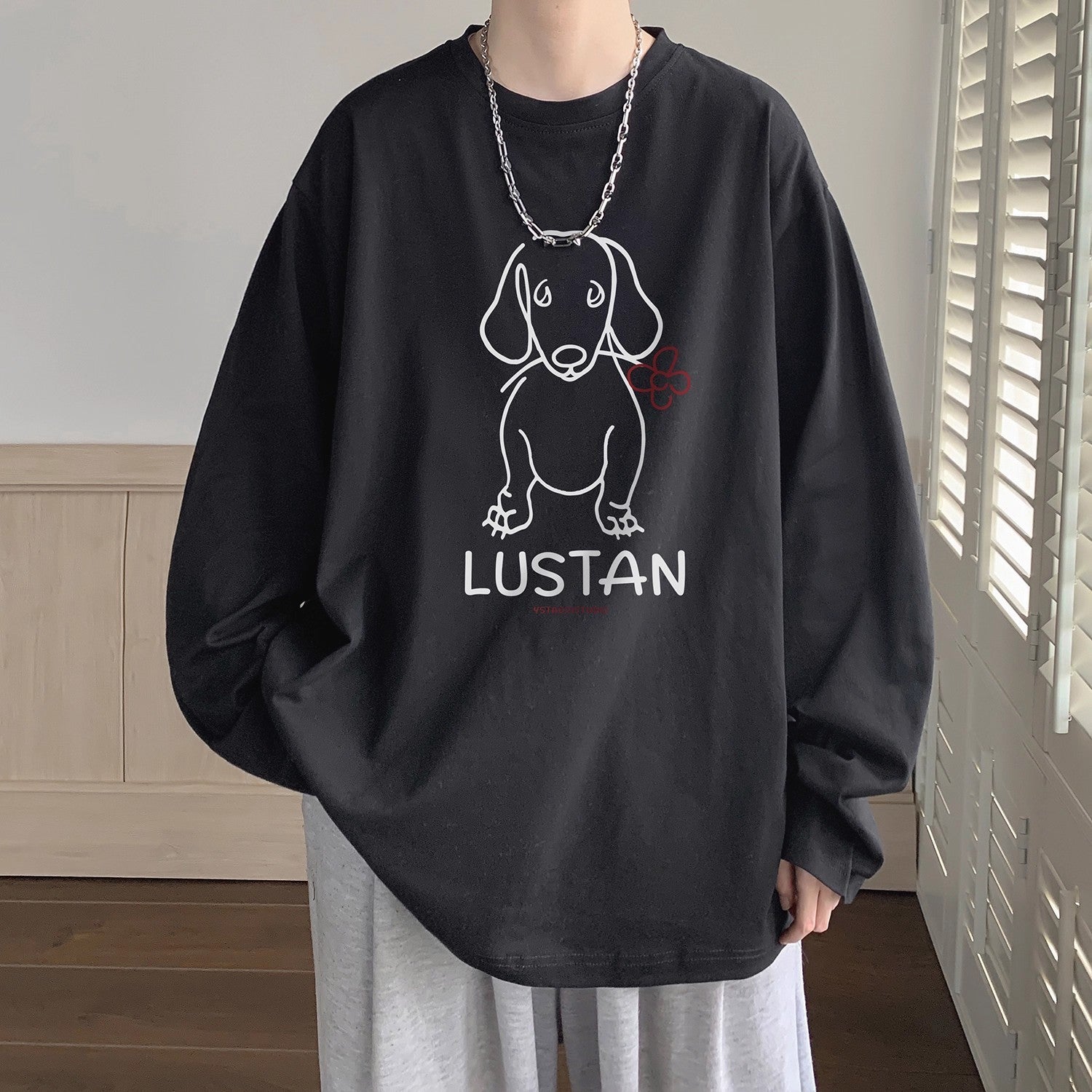 Cartoon Puppy Printed Long Sleeve T-shirt