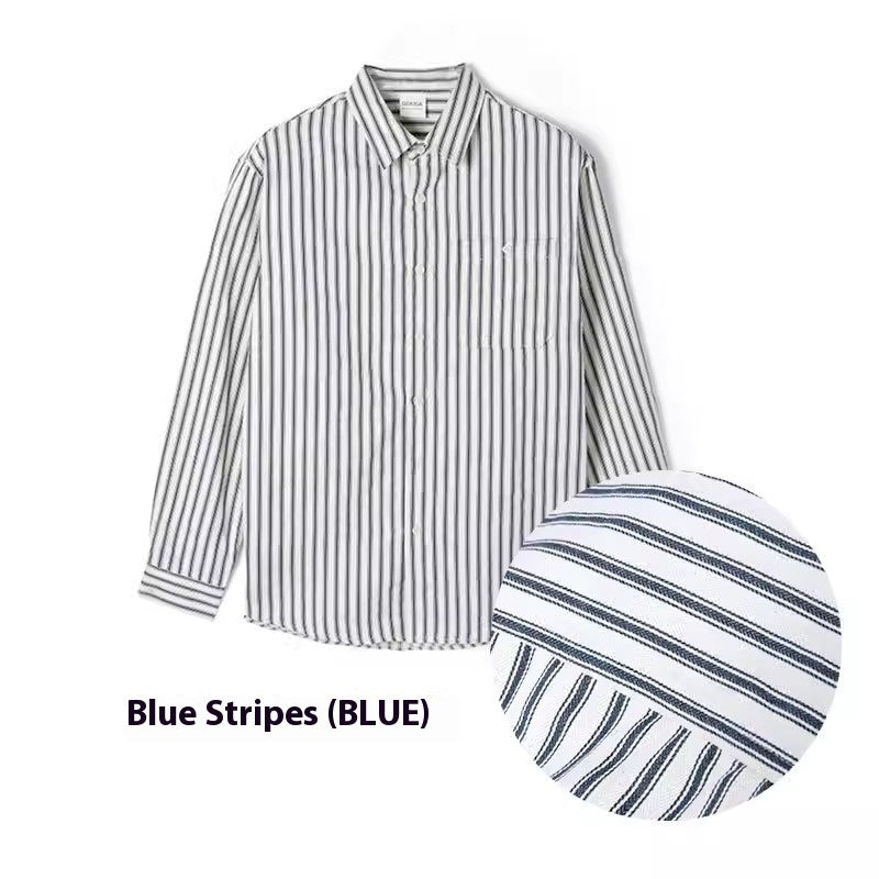 Loose Trendy All-match Retro Casual Striped Shirt