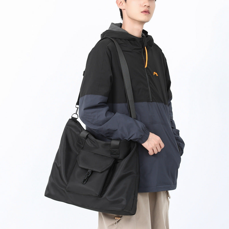 Large Capacity Crossbody Bag Hand Carry Dual Use for Short Trips Urban Travel Oxford Cloth Black Green