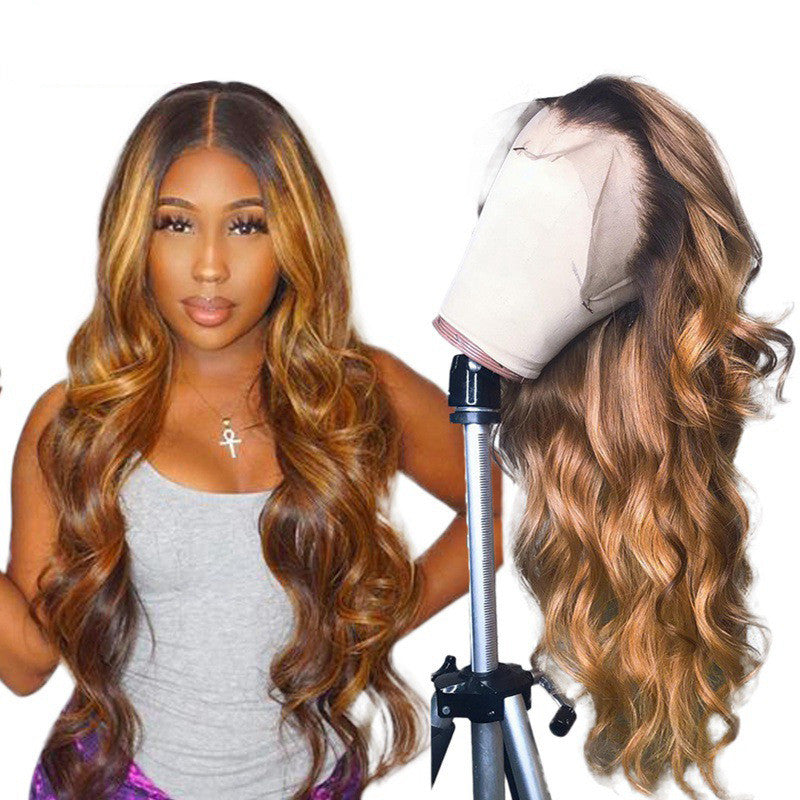 Ombre Lace Front Human Hair Wig - Colorful Gradient