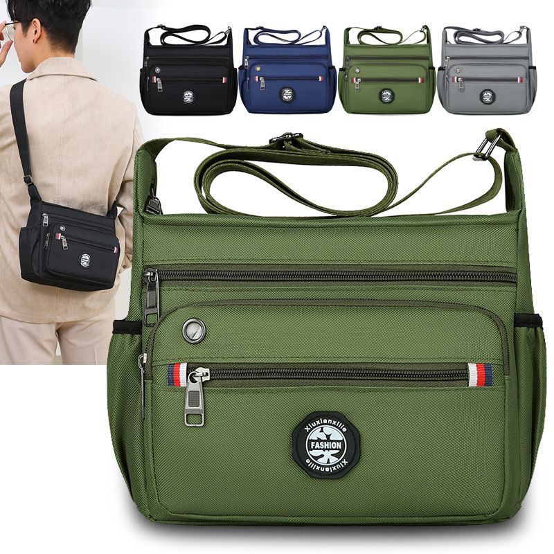 Large Capacity Mens Shoulder Messenger Bag 20x26x9 CM With Multiple Pockets Oxford Cloth Daypack