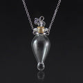 Glass Bottle Pendant Necklace – Geometric Titanium Steel Chain | 10 Styles