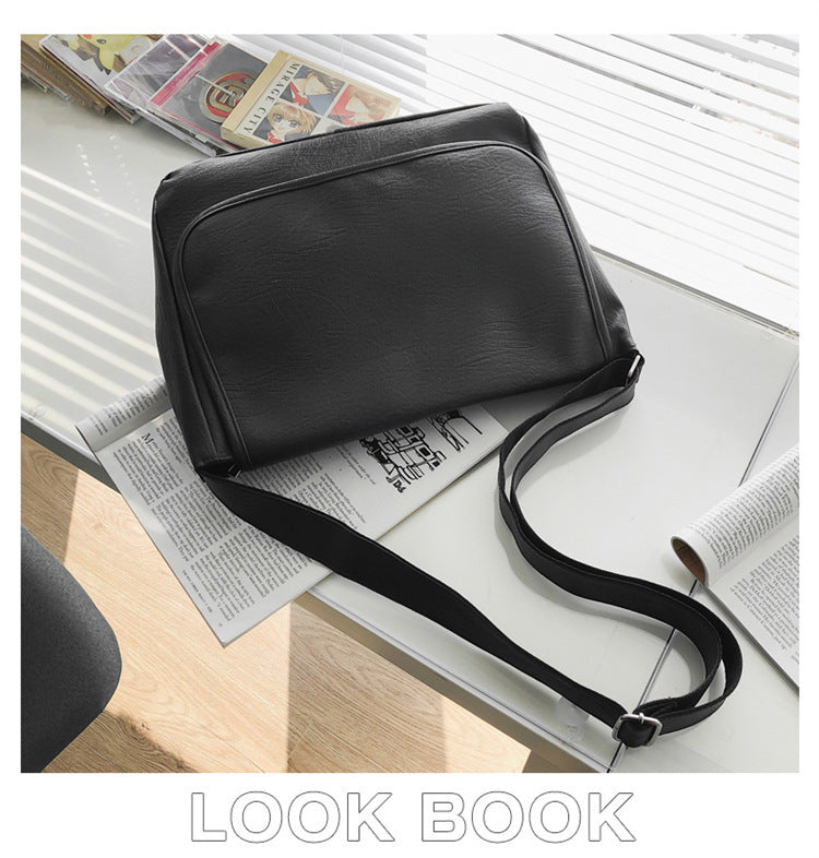 Men's British Style Vintage PU Leather Messenger Bag Crossbody For Street Retro Look