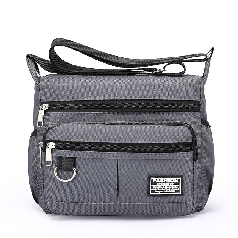 Mens Outdoor Multi Layer Zipper Messenger Bag Nylon For Daily Use Street Trend Black Blue Green Gray