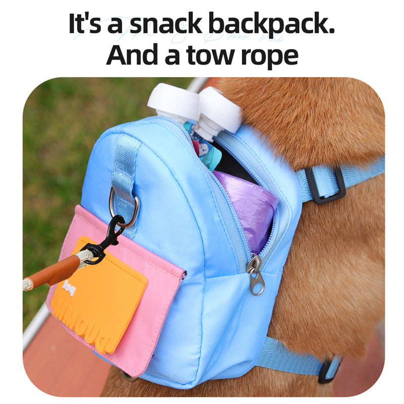 Pet Snack Storage Bag Large Capacity Multifunction Pet Backpack With Adjustable Harness For Travel Hiking Walking