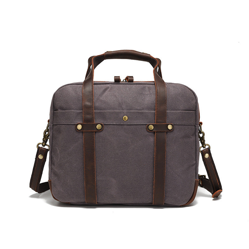 Waxed Canvas Vintage Travel Mens Briefcase For Burden Reduction And Business Travel European Retro Style