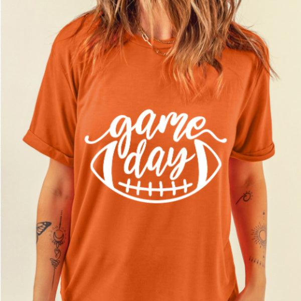 Orange Match Day Football Womens Printed Wear T Shirt Slim Fit Pullover Casual Polyester