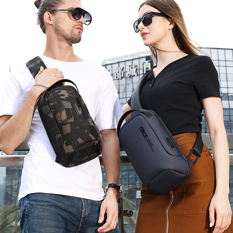 Mens Casual Shoulder Bag For Business Travel USB Oxford Cloth Wear Resistant Durable