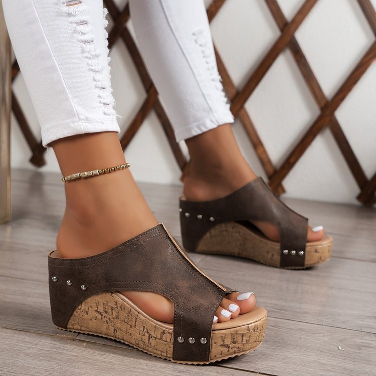 Popular Summer Roman Wedge Sandals - Round Head Thick Bottom Design