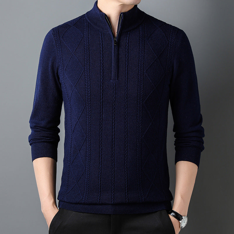 Half Zipper Thickening Thermal Head Cover Knitted Inner Match Woolen Sweater