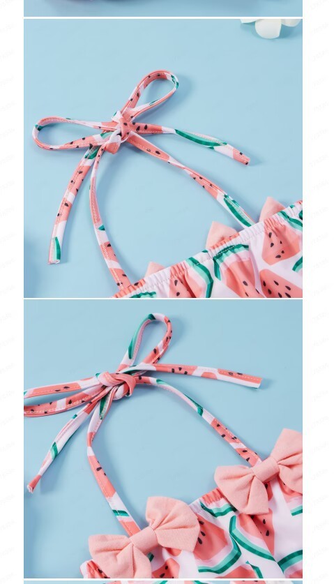 Girls' Bow Halter Lace-up Suit