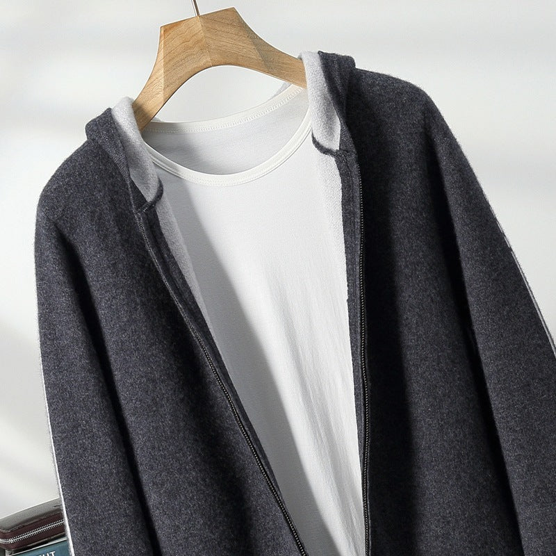 Autumn And Winter Men's Cashmere Thickened Half-high Collar Zipper Cardigan Sweater