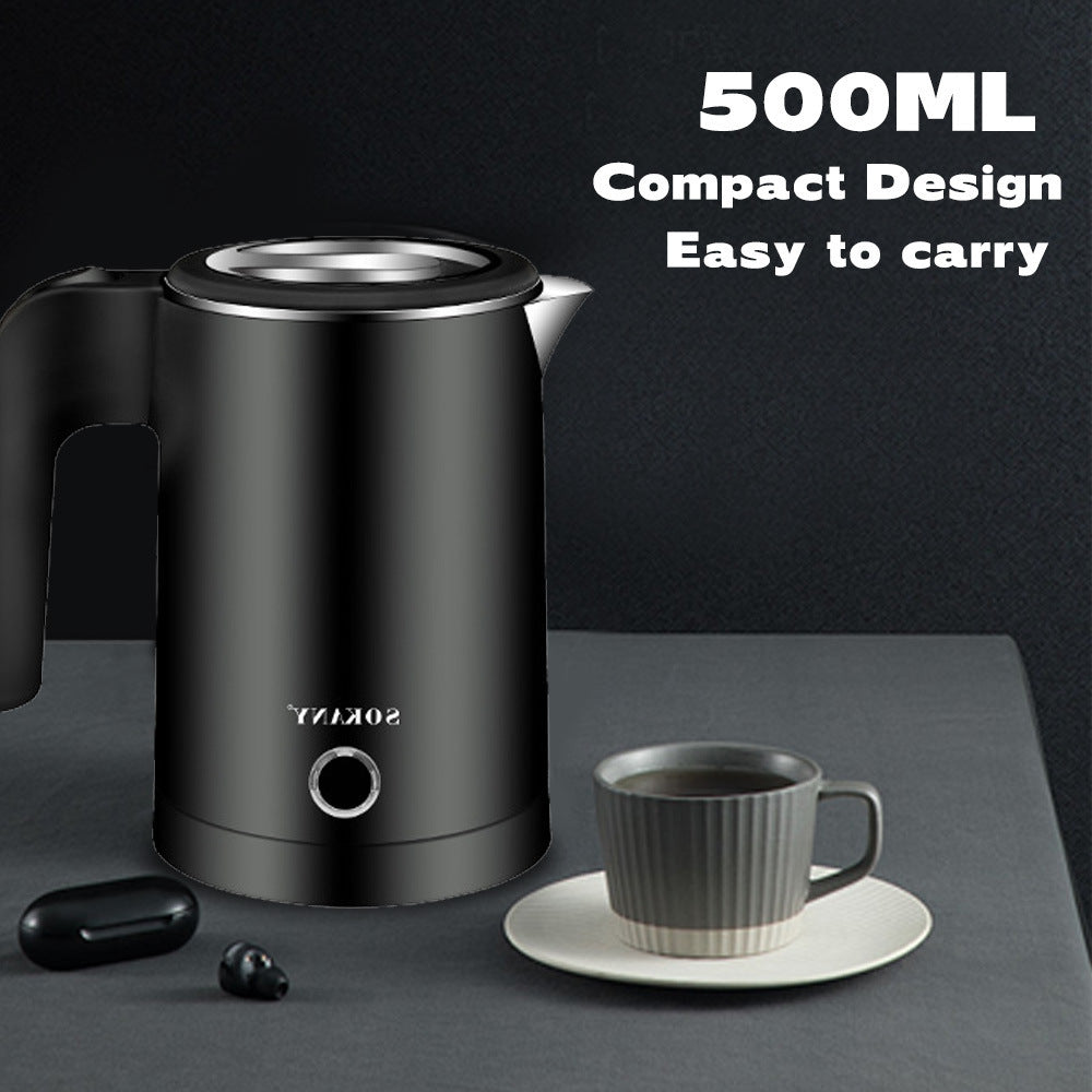 Home Dormitory Stainless Steel Electric Kettle 600W Fast Boiling Anti Dry Burn Safety Button Operation