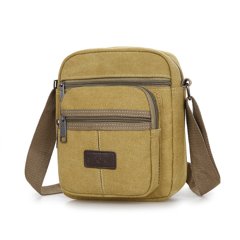 Canvas Retro Mens Messenger Bag With Adjustable Strap Solid Color Casual Satchel Black Army Green Coffee Khaki