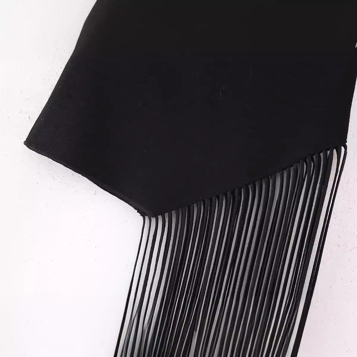 Street Style Tassel Strapless Stretch Knitted Top