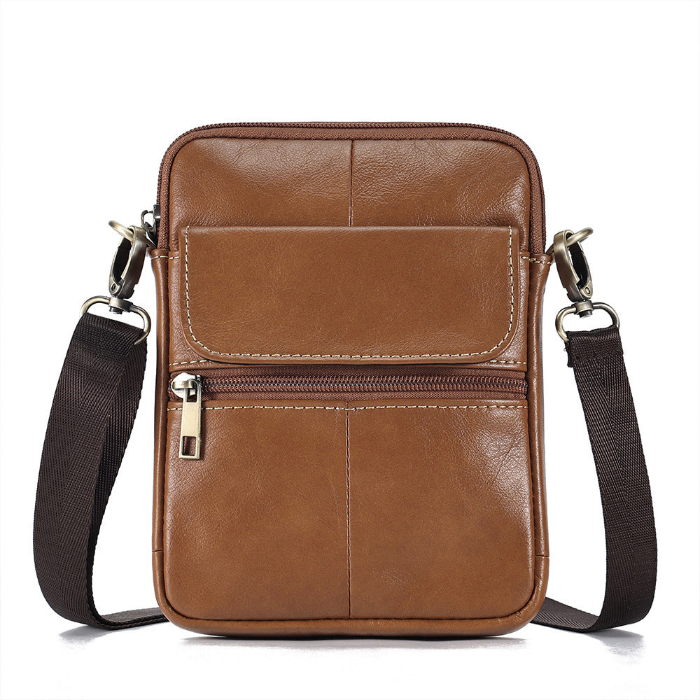 Men's Genuine Leather Crossbody Bag First Layer Cowhide Durable Travel Shoulder Bag For Men