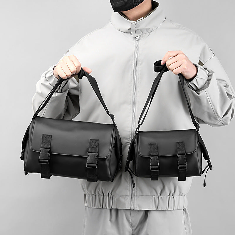 Large Capacity Nylon Crossbody Bag For Outdoor Leisure Waterproof Ultra Light Wear Resistant Stitching Gray Black