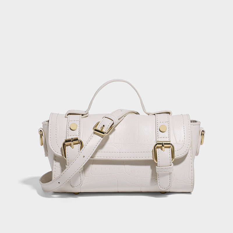 Fashion Retro Round PU Leather Bag With Advanced Texture Cylindrical Urban Style For Daily Use Brown Black White