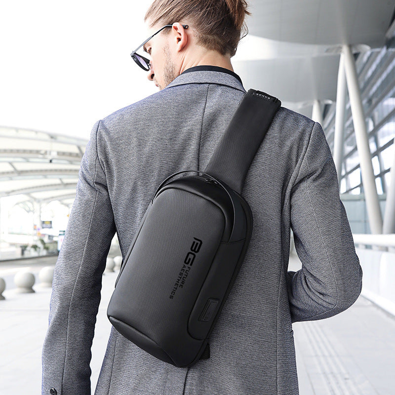 Mens Casual Shoulder Bag For Business Travel USB Oxford Cloth Wear Resistant Durable