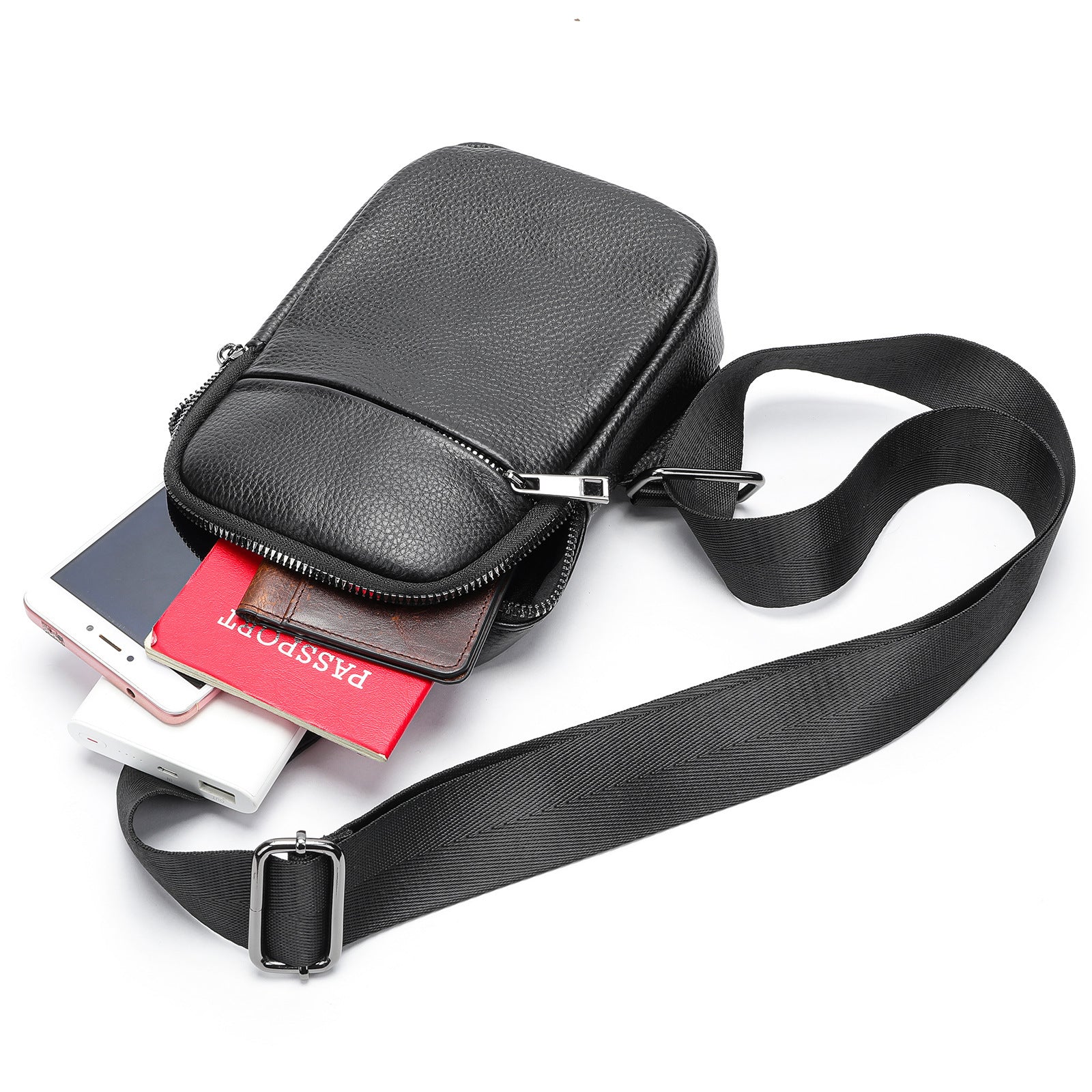 High Texture Casual Genuine Leather Mens Multifunctional Outdoor Crossbody Chest Bag For Daily Use