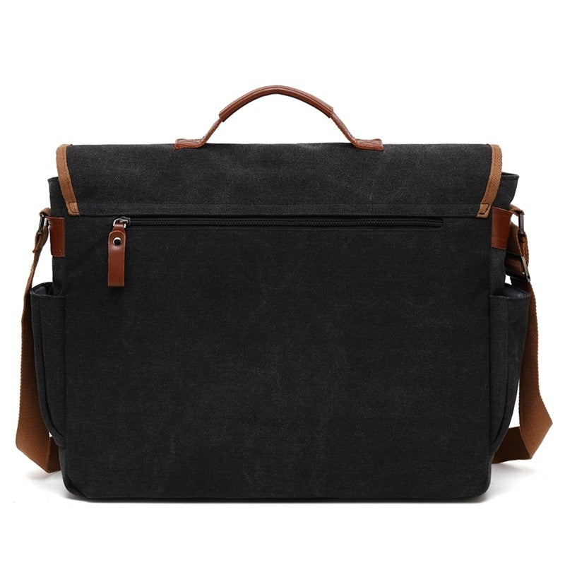 Men's Canvas Waterproof Large Capacity Shoulder Bag For 17 Inch Laptop Anti Theft Wear Resistant