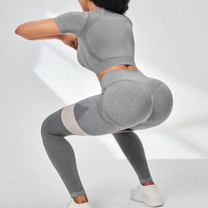 Women's Training Workout Suit Nylon Top and Pants Set in Solid Color Options for Exercise