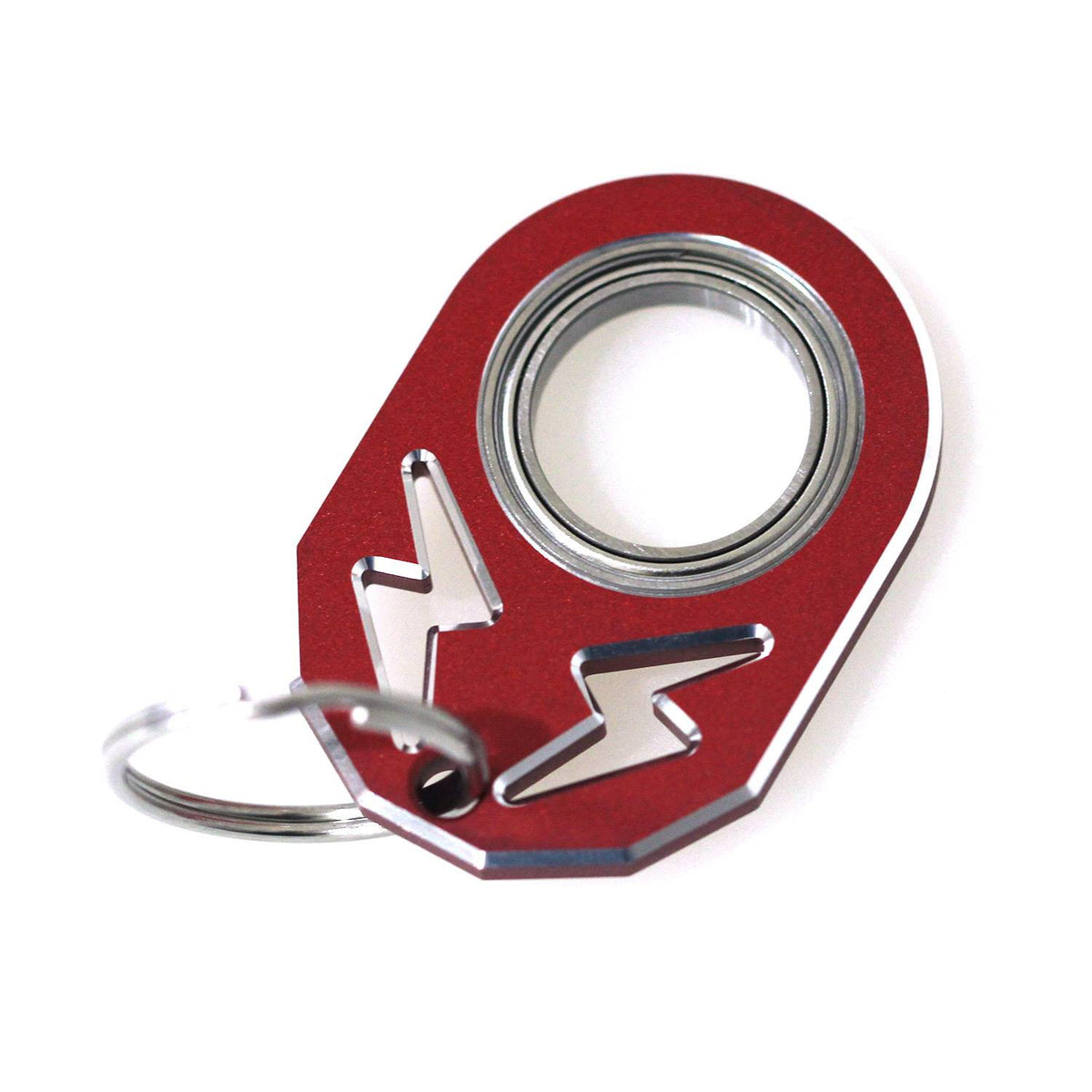 Red rotating decompression key chain with metal ring, 2-pack.