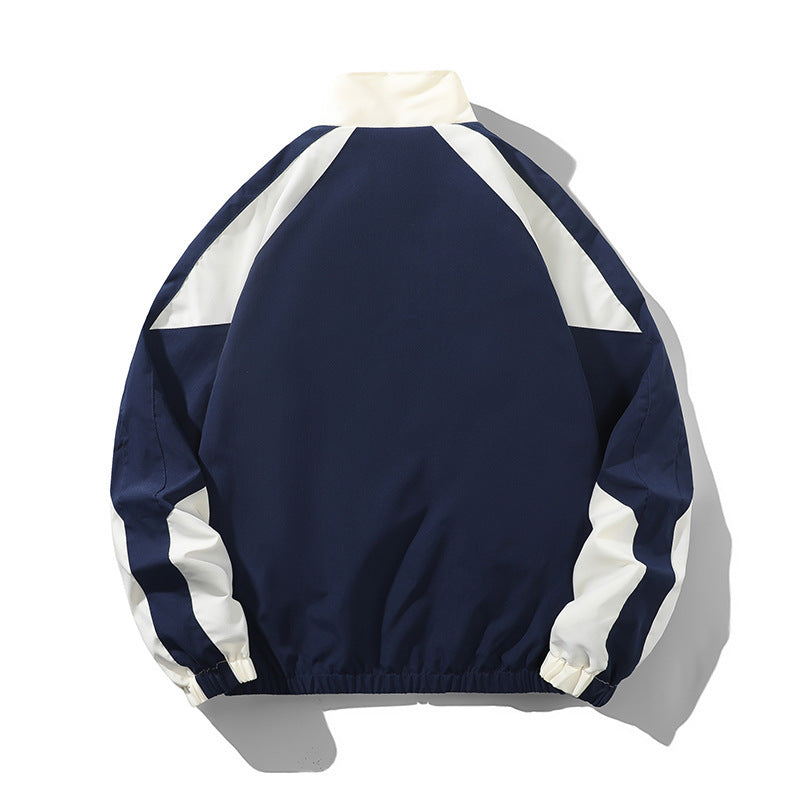 Men's Casual Spring And Autumn Outdoor Stitching Contrast Color Jacket