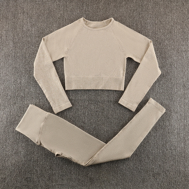 Seamless Yoga Set Breathable Nylon Spandex Quick Dry Sportswear For Women Gym Clothes All Season Size S M L