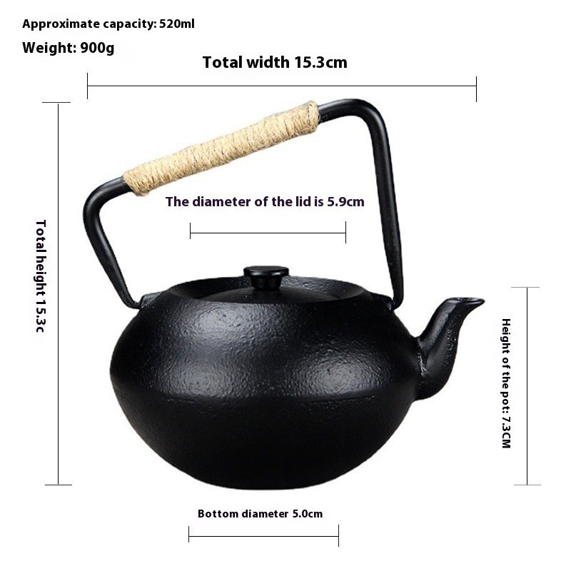 600ml Kettle Teapot With Tea Filter Assorted Designs Cast Iron Style Tea Set For Stove Top
