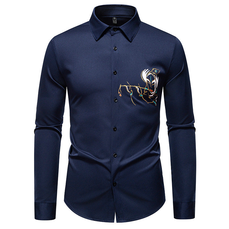 New Men's Long-sleeved Premium Printed Casual Shirt