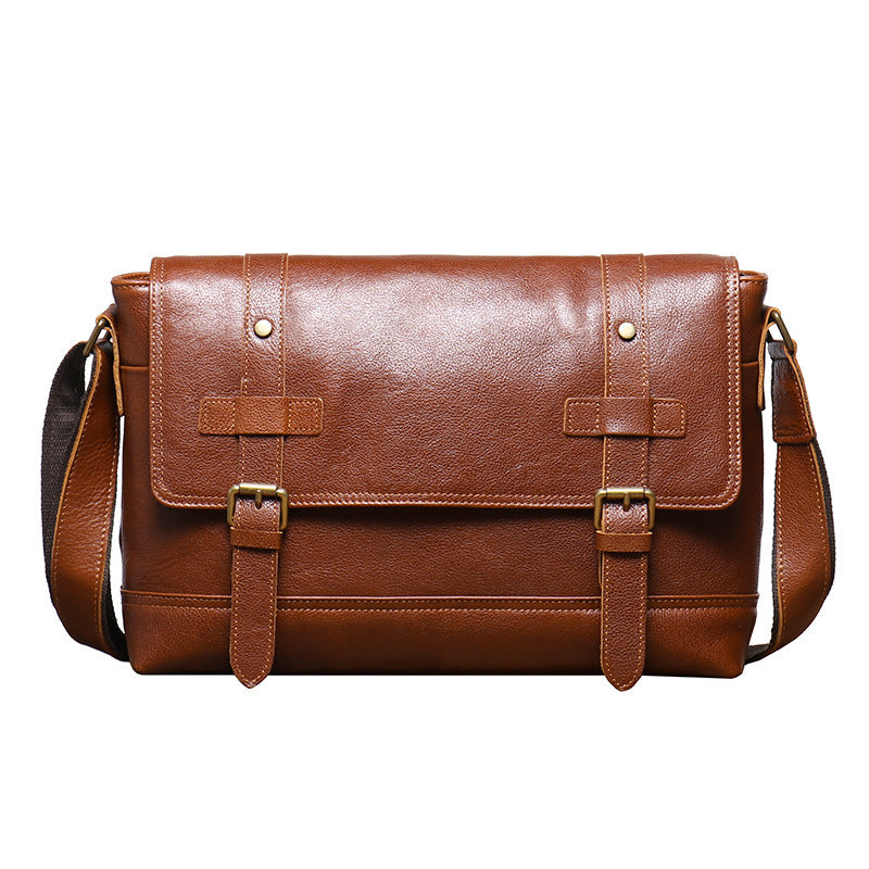 Vintage Leather Mens Bag Large Capacity Solid Color Genuine Cowhide First Layer Leather Travel Bag
