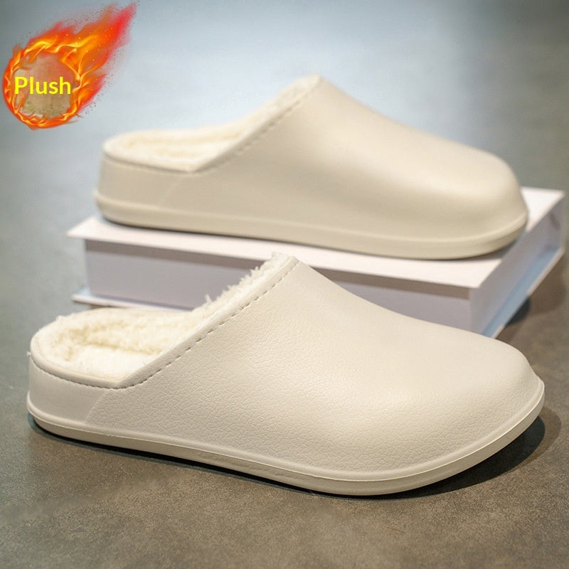 Faux fur-lined waterproof slip-on winter shoes, khaki, slip-on style with fur lining