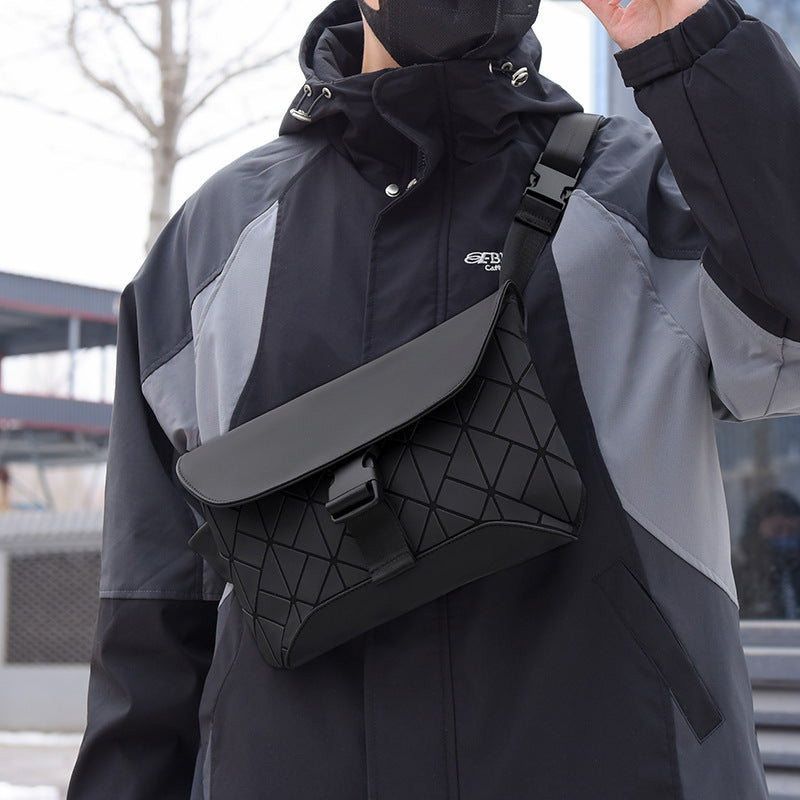 Rhombus Crossbody Bag For Men Plaid Pattern Oxford Cloth Breathable Street Trend Rui Camp