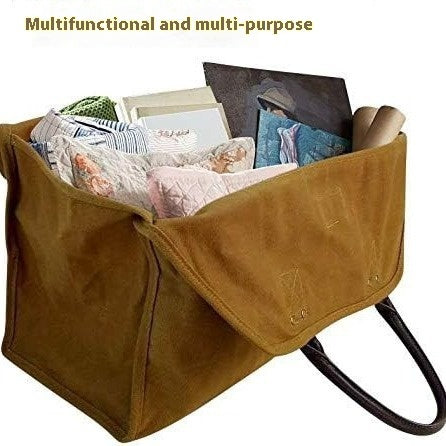 Portable Heavy Duty Waxed Canvas Firewood Bag For Outdoor Transport And Storage Khaki Or Army Green