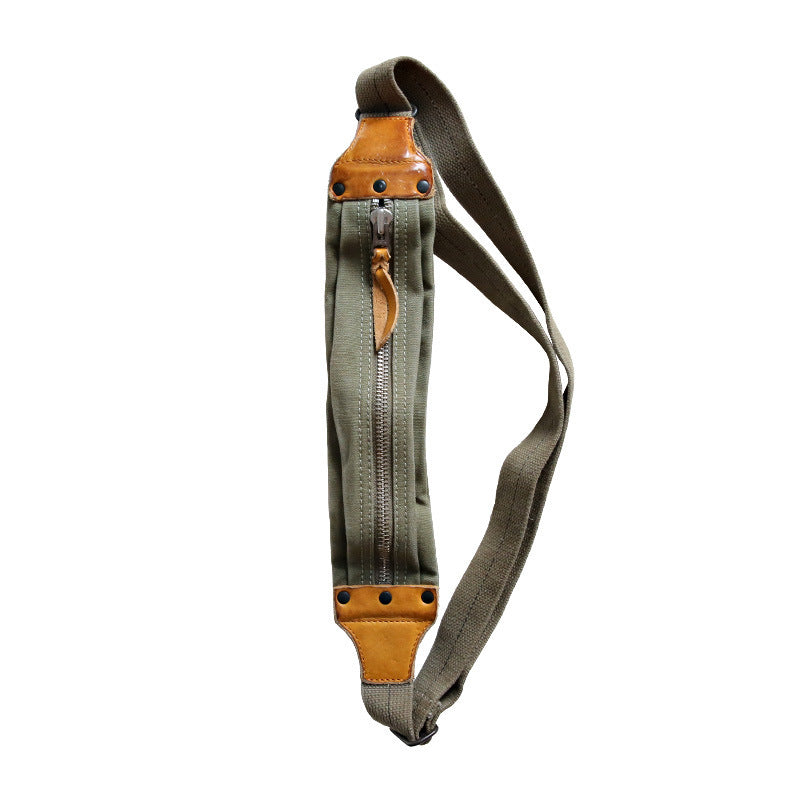American Retro Military Style Chest Bag Distressed Canvas Green For Men Ultra Light Anti Theft