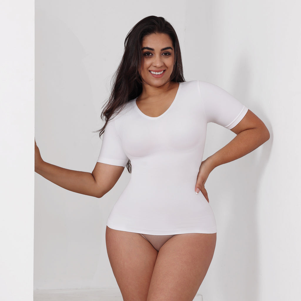 Corset Top Tight Belly Trimming Short Sleeve Women's Outer Wear V-neck Corset Waist