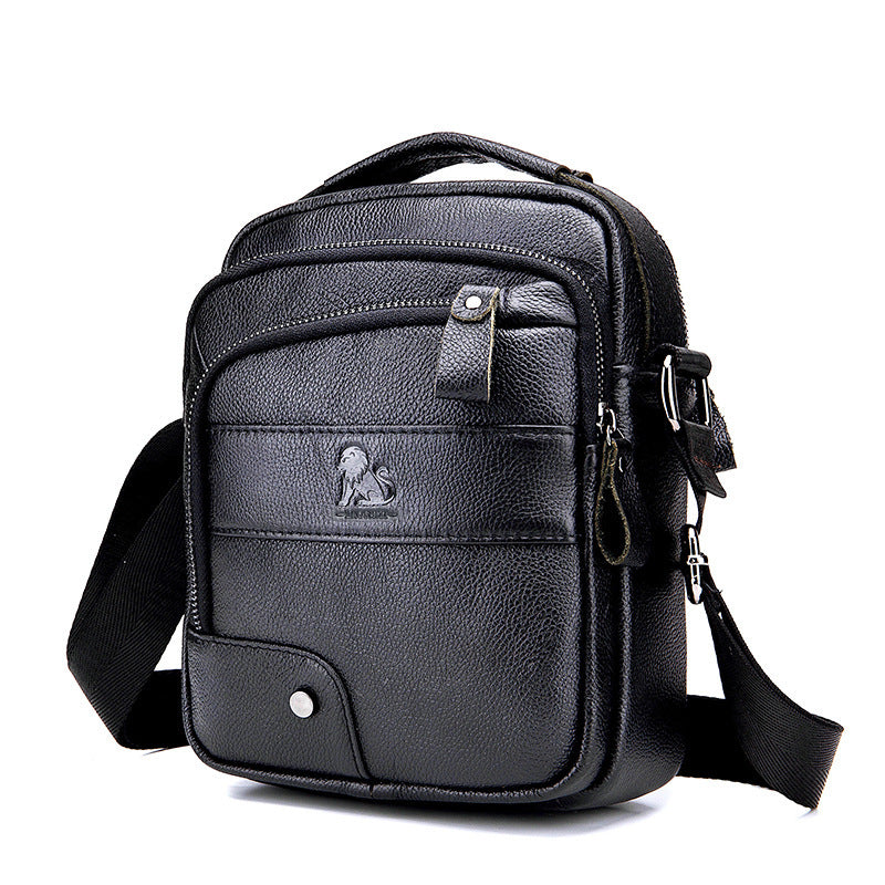 Mens Casual First Layer Cowhide Small Crossbody Bag Genuine Leather Wear Resistant Urban Style