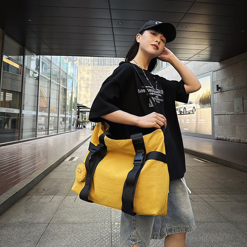 Large Capacity Travel Bag For Men Casual Shoulder Bag Oxford Cloth Ultra Light Breathable Gray Black Yellow