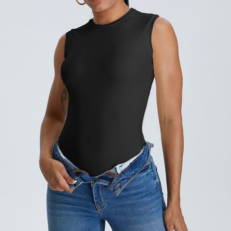 Moisture Wicking Sleeveless Outdoor Sports Vest Nylon Training Top Tight Fit For Workout